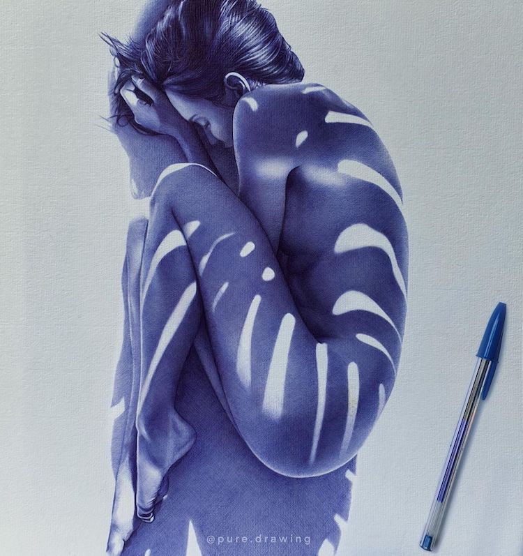 Blue Ballpoint Pen Drawings by Paulus Architect