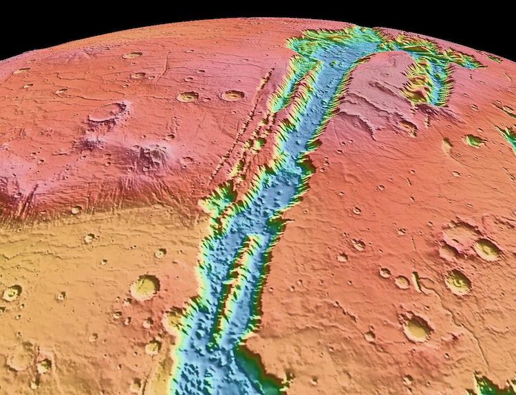Topographic view of Valles Marineris