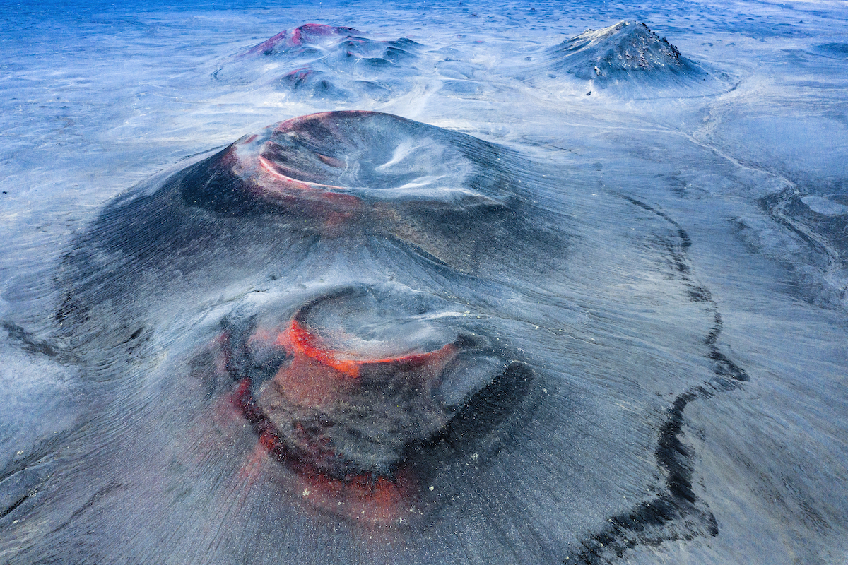 Aerial Photo of Volcanos in the Fjallabak Nature Reserve