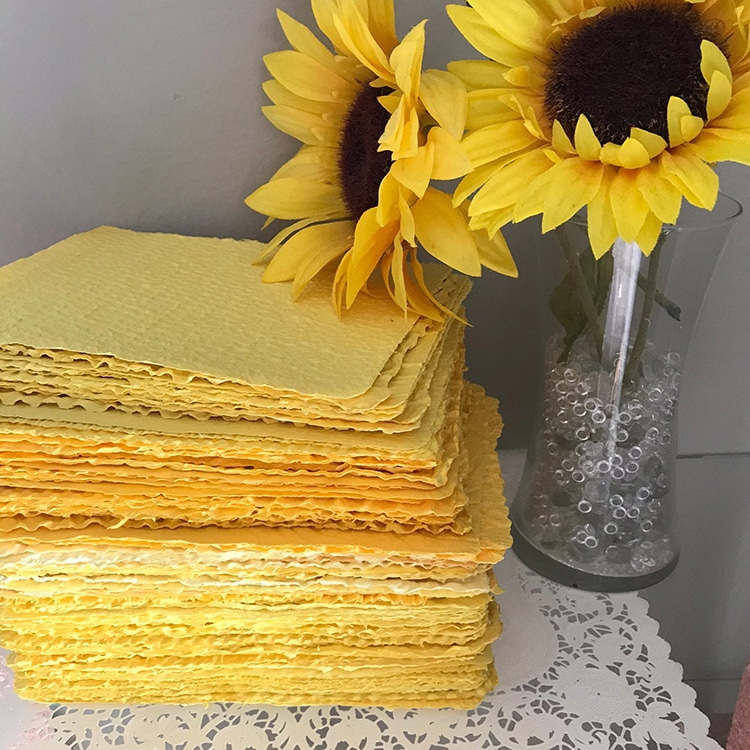 Textured yellow Handmade Recycled Paper