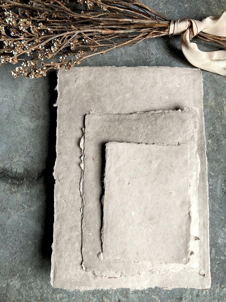 Taupe Handmade Historic Paper Rough Edge