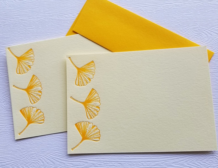 Golden Ginko Card Stock Stationary