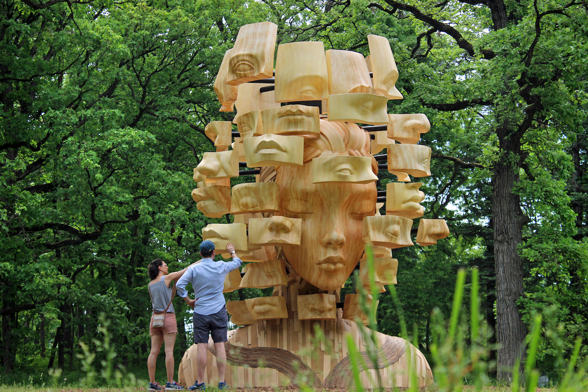 Pixelated Face Sculpture by Daniel Popper