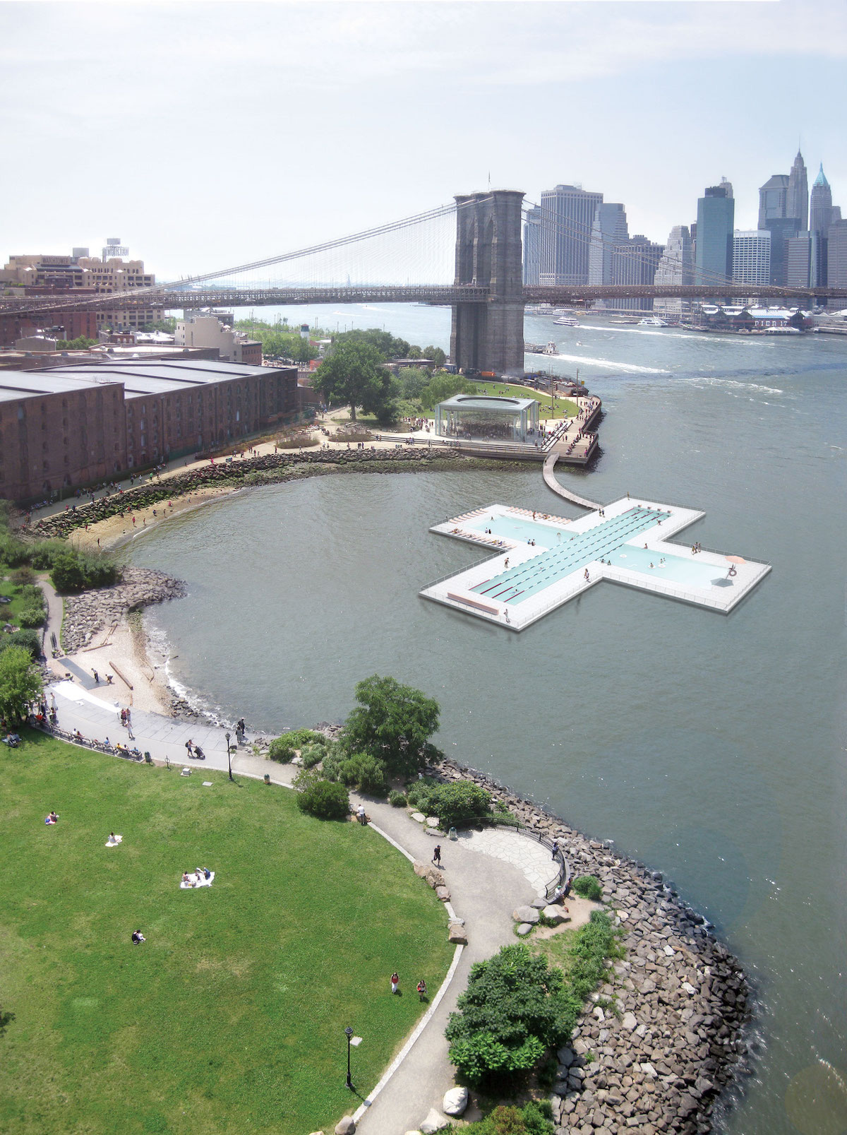Rendering of + POOL on New York City's East River