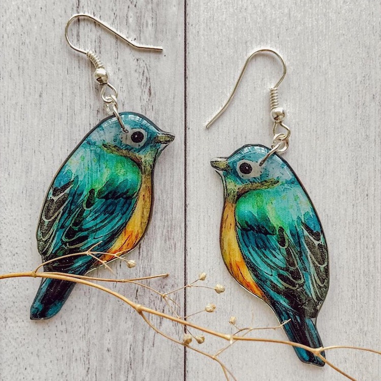Bird Resin Earrings by Tomka Store