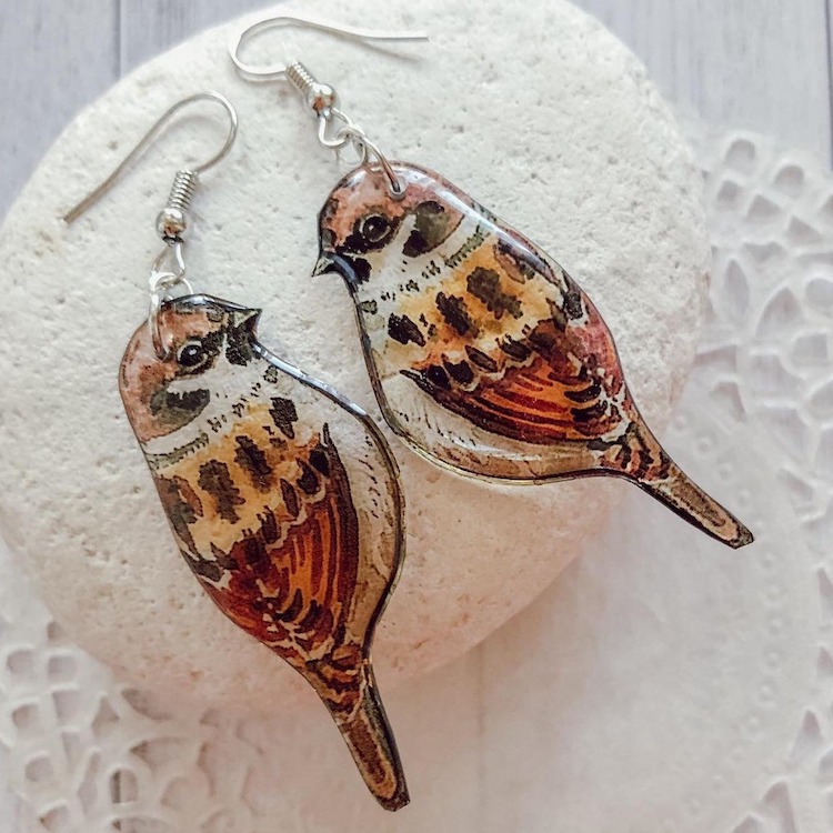 Bird Resin Earrings by Tomka Store