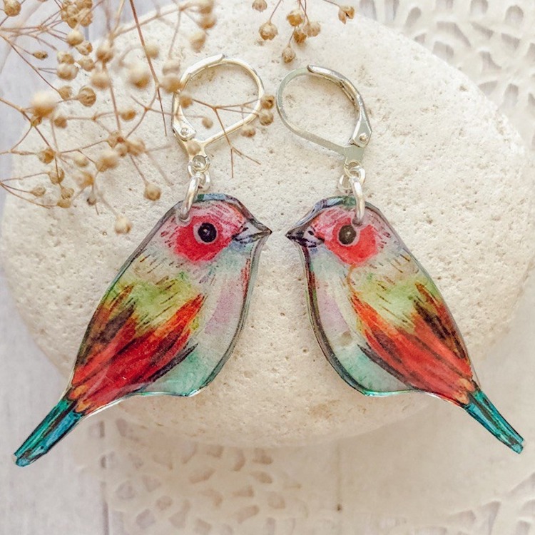 Bird Resin Earrings by Tomka Store