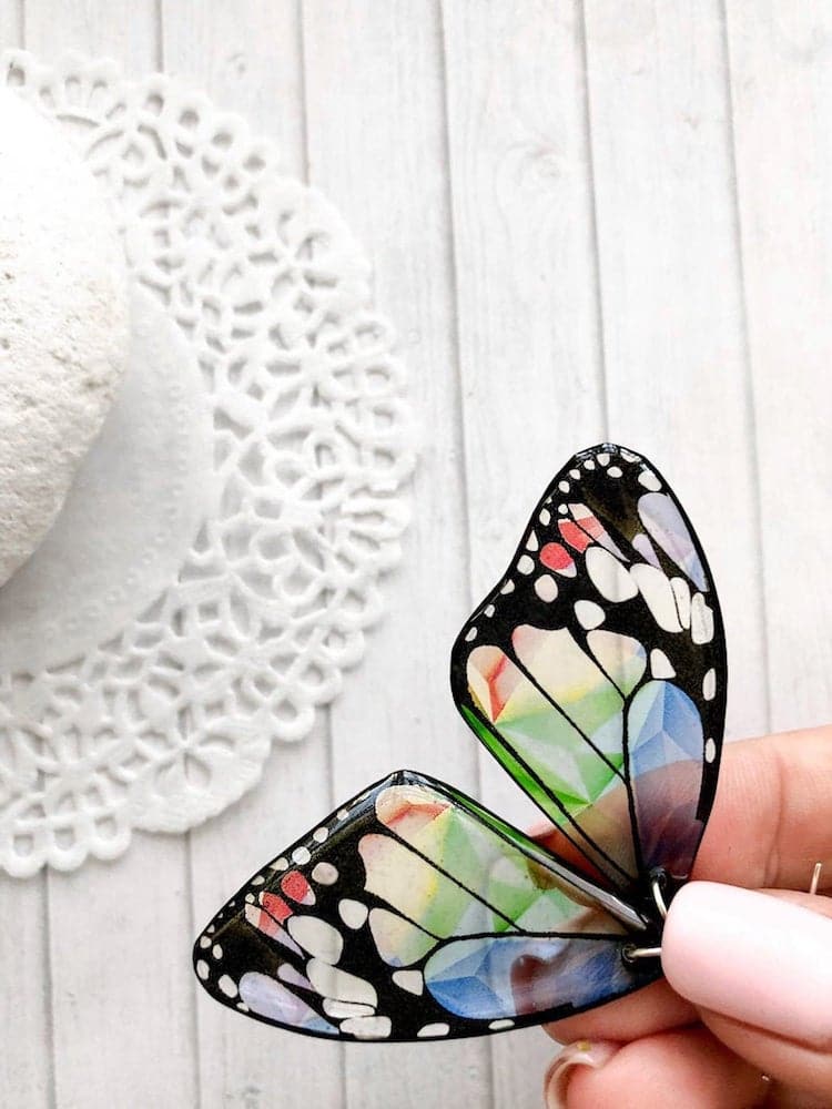 Butterfly Wing Resin Earrings by Tomka Store