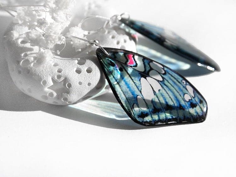 Butterfly Wing Resin Earrings by Tomka Store