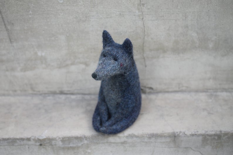 Wool Grey Wolf Toy