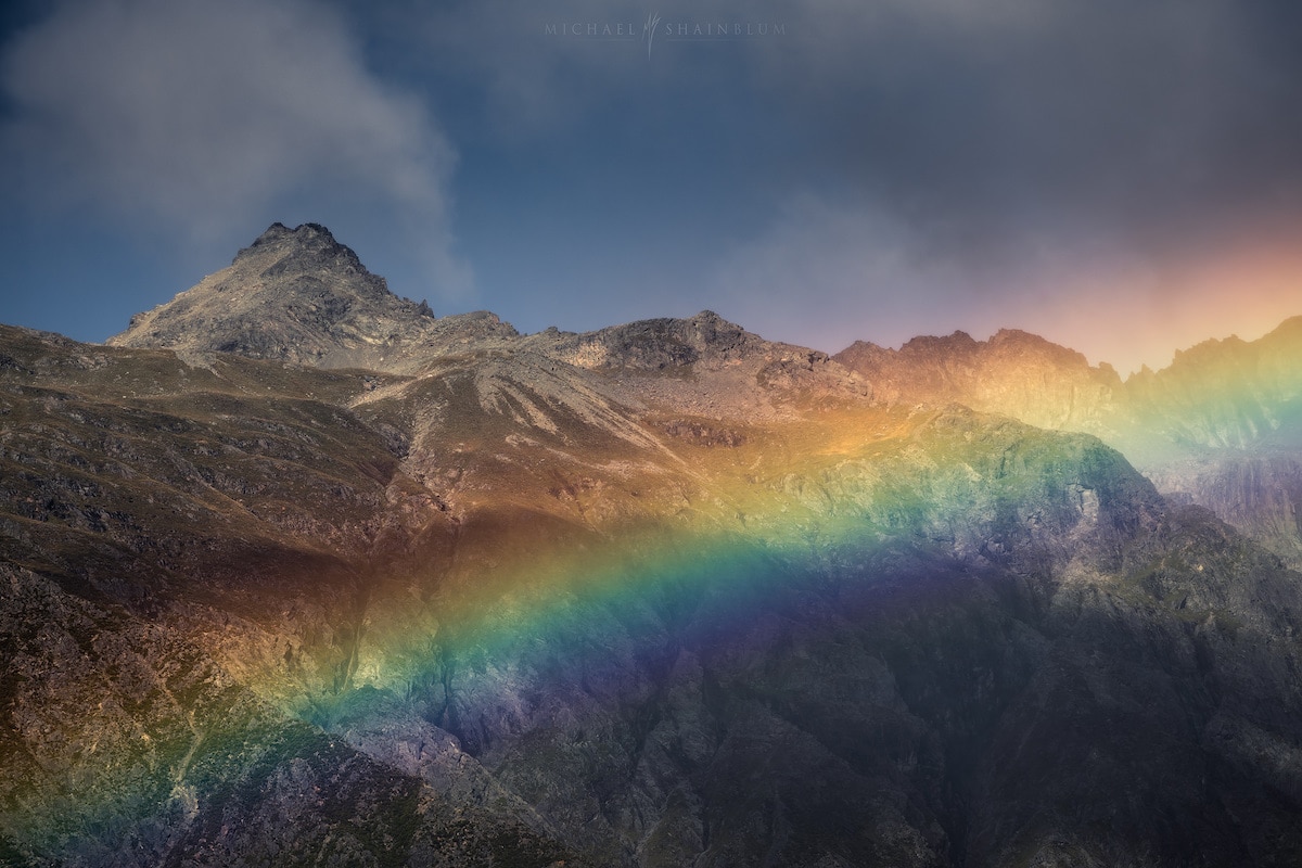Rainbow at Mount Cook in New Zealand by Michael Shainblum