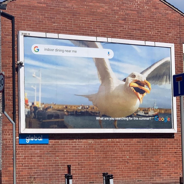 Hannah Huxford Standing in Front of Her Photo on Google Ad