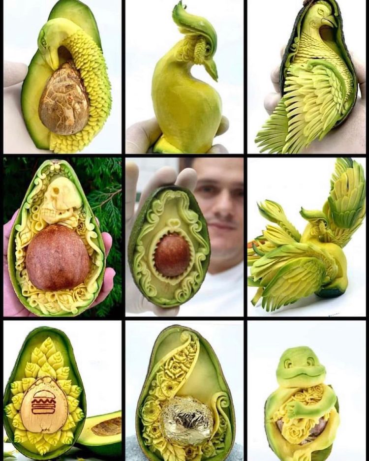 Avocado Carvings by Daniele Barresi