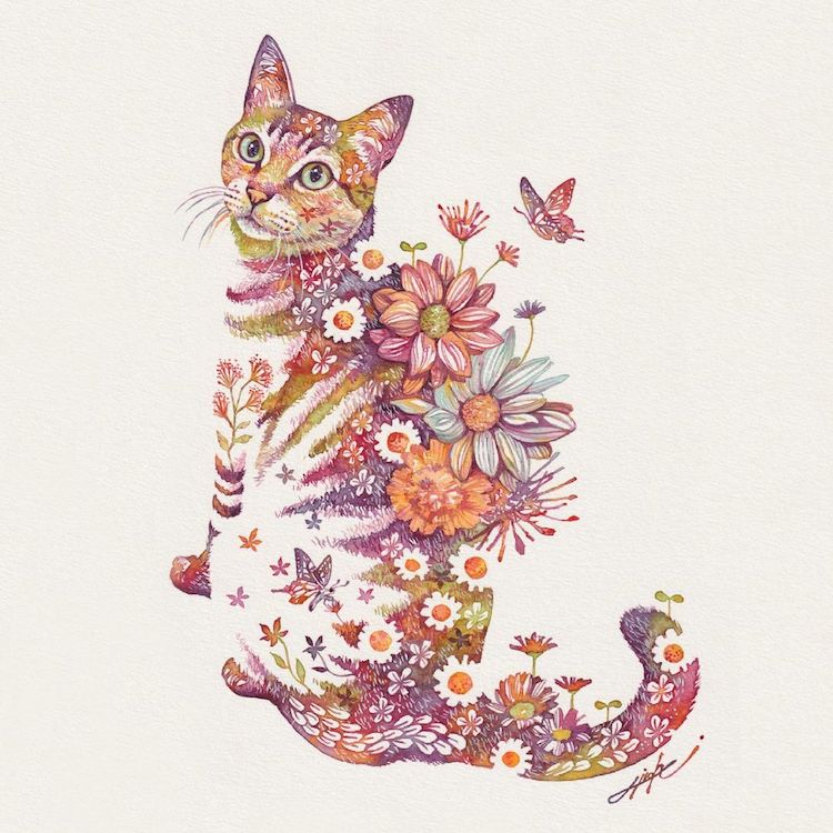 Floral Animal Illustrations by Hiroki Takeda