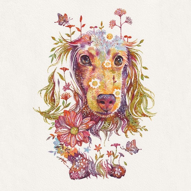 Floral Animal Illustrations by Hiroki Takeda