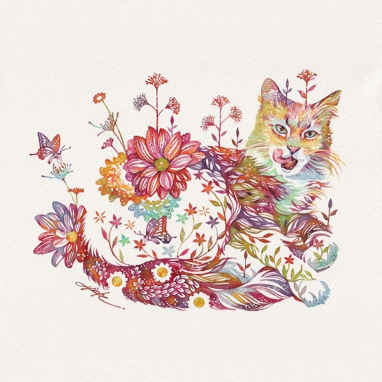 Floral Animal Illustrations by Hiroki Takeda