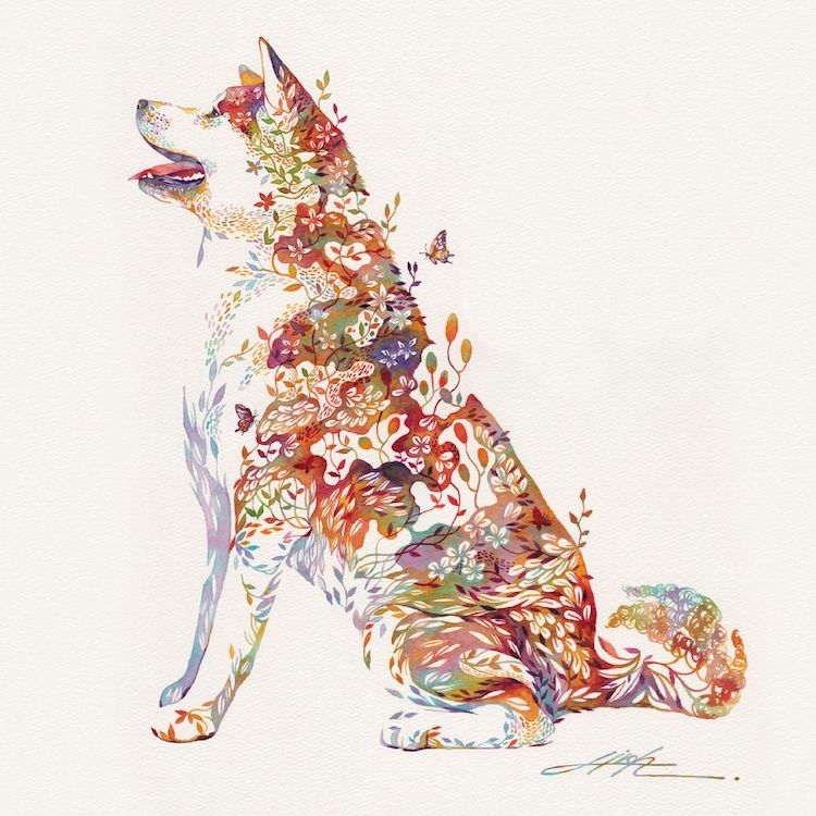 Floral Animal Illustrations by Hiroki Takeda