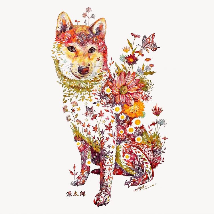 Floral Animal Illustrations by Hiroki Takeda