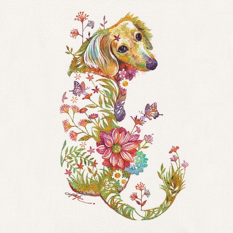 Floral Animal Illustrations by Hiroki Takeda