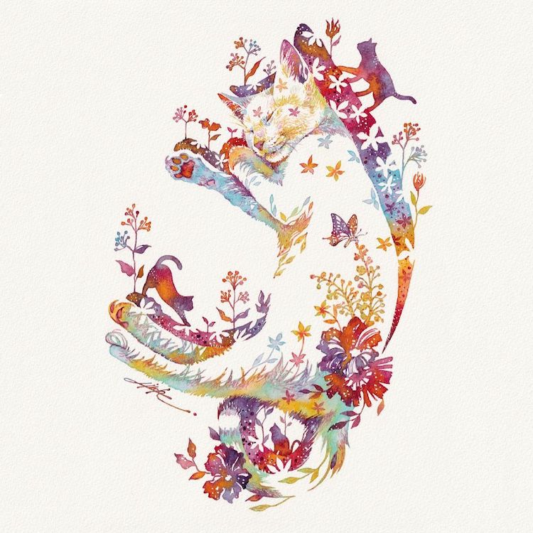 Floral Animal Illustrations by Hiroki Takeda