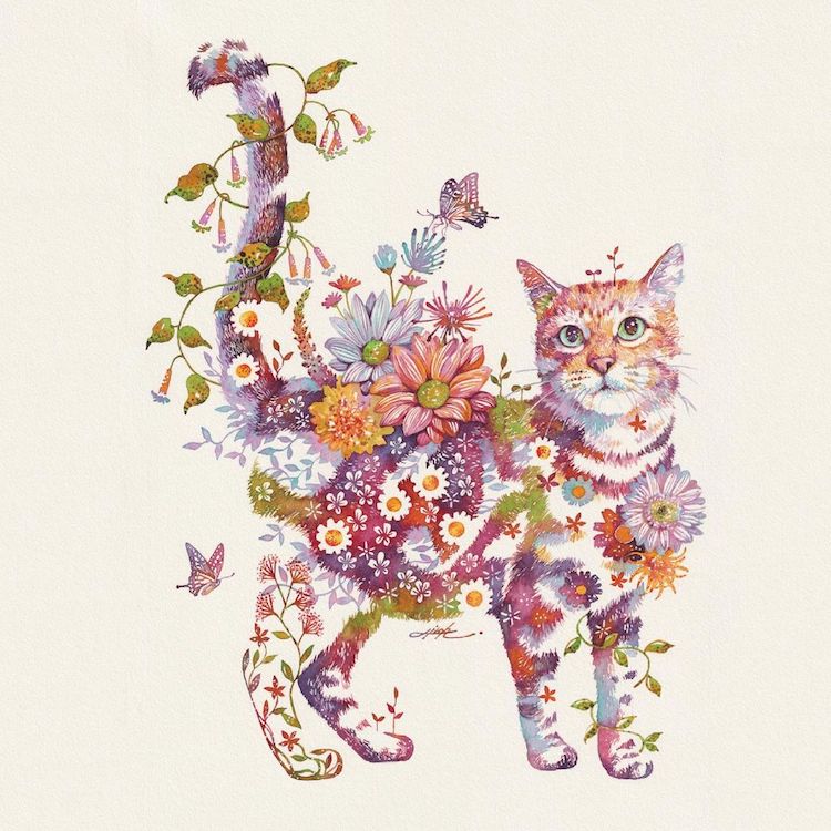 Floral Animal Illustrations by Hiroki Takeda