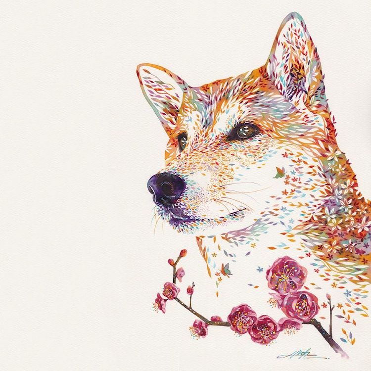 Floral Animal Illustrations by Hiroki Takeda