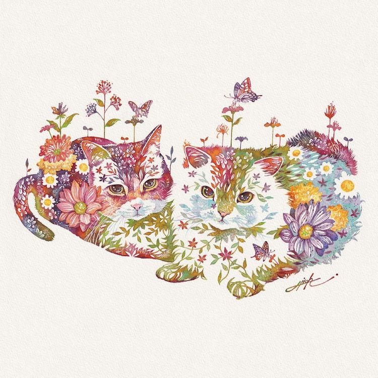 Floral Animal Illustrations by Hiroki Takeda