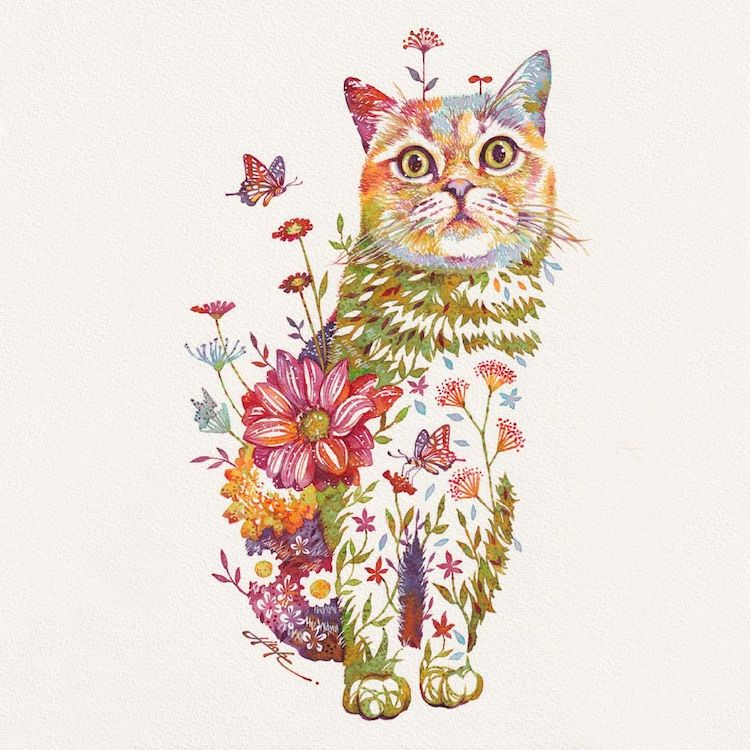 Floral Animal Illustrations by Hiroki Takeda
