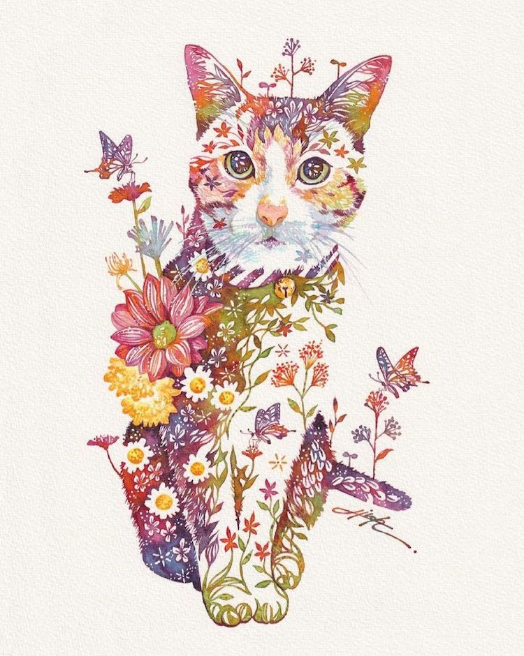 Floral Animal Illustrations by Hiroki Takeda