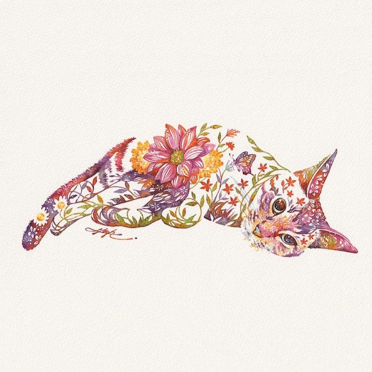 Floral Animal Illustrations by Hiroki Takeda