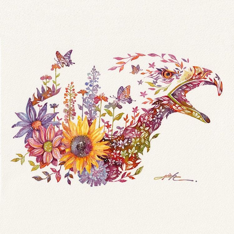 Floral Animal Illustrations by Hiroki Takeda