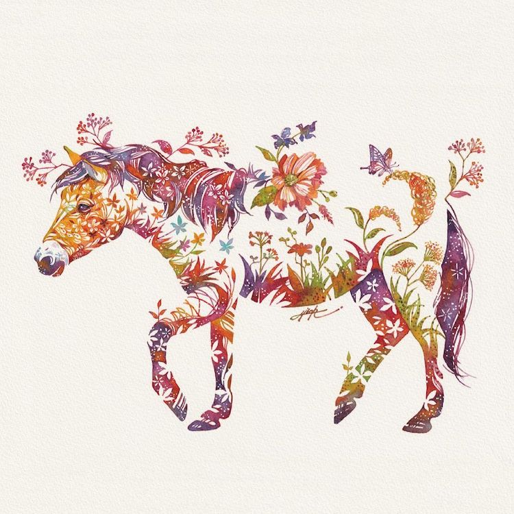 Floral Animal Illustrations by Hiroki Takeda