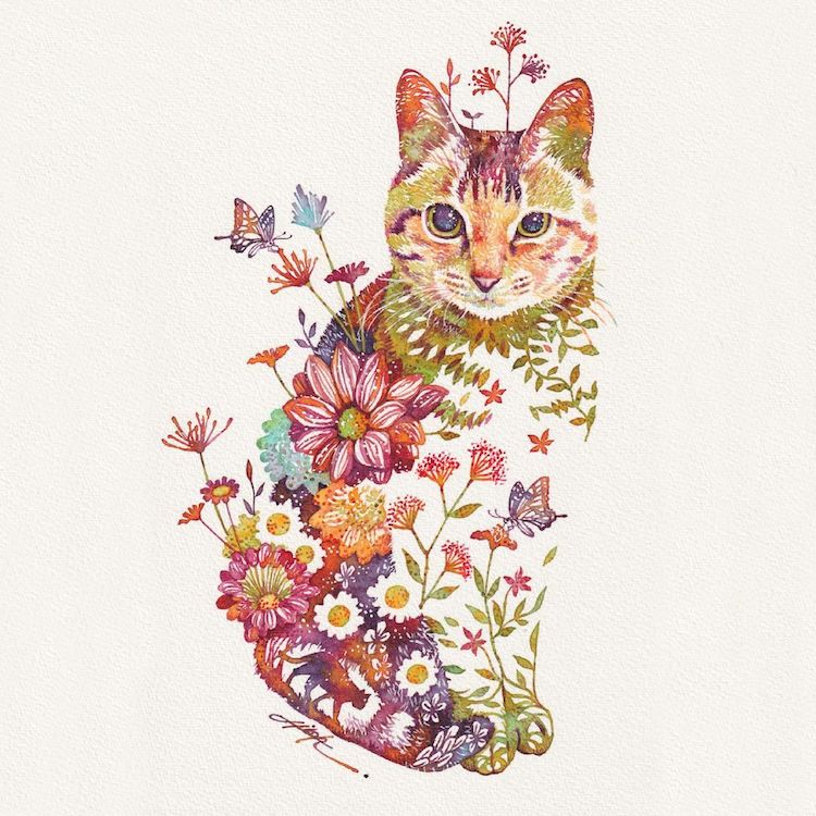 Floral Animal Illustrations by Hiroki Takeda