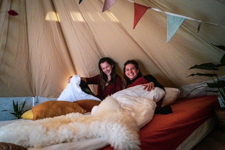 Inside the Vlotkamp Tent- Pop Up Raft Hotel
