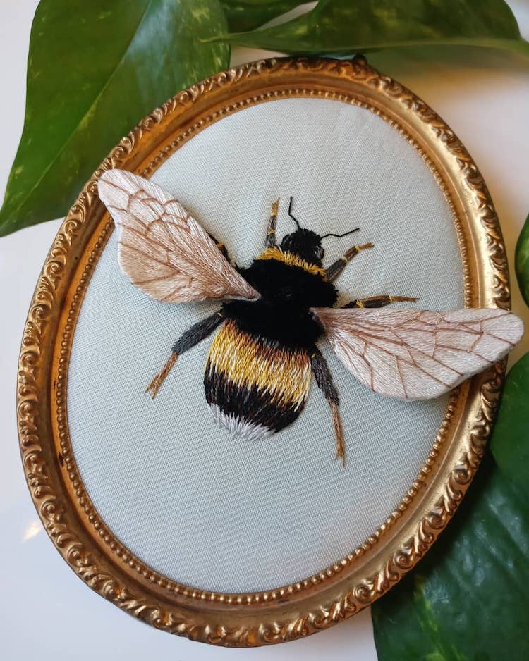 Stumpwork Embroidery Insects by Megan Zaniewski