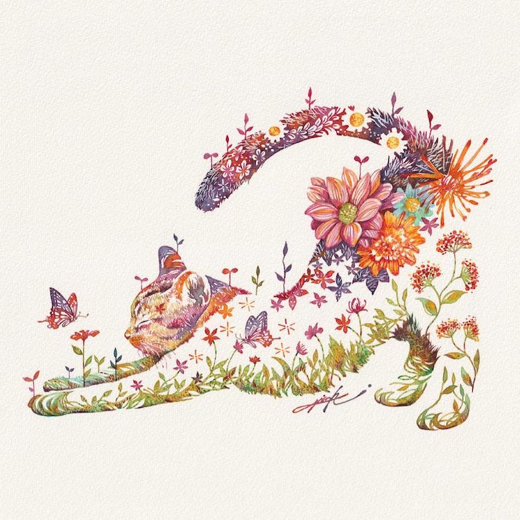 Floral Animal Illustrations by Hiroki Takeda