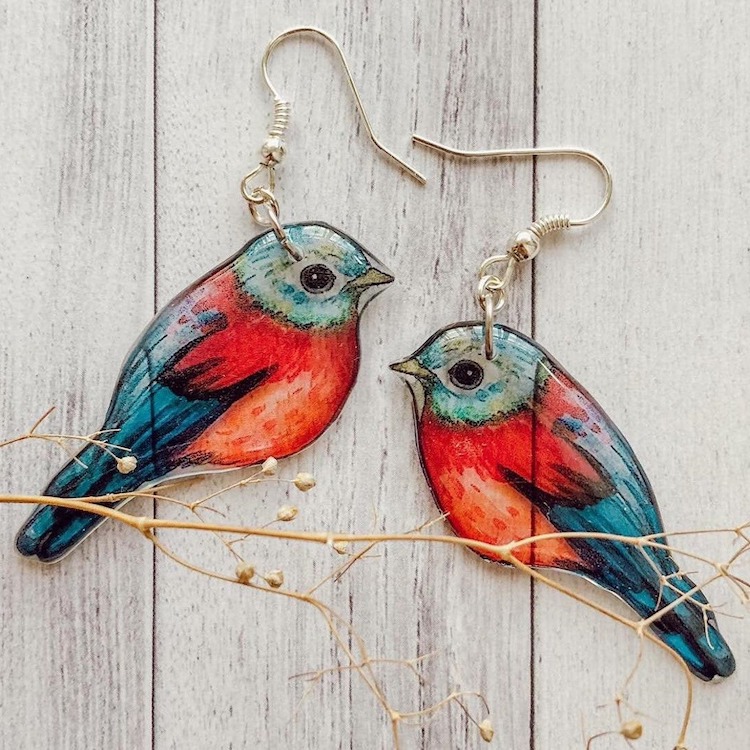 Bird Resin Earrings by Tomka Store