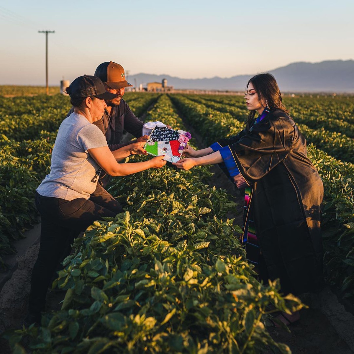 Jennifer Rocha and Her Parents in Produce Fields