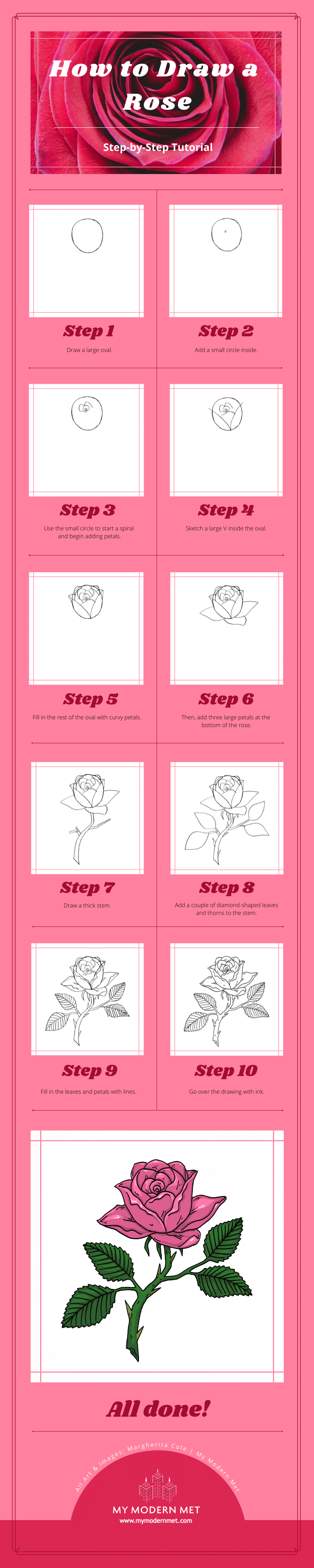 How to Draw a Rose Infographic