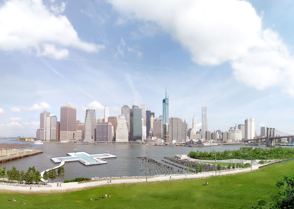 Rendering of + POOL on New York City's East River