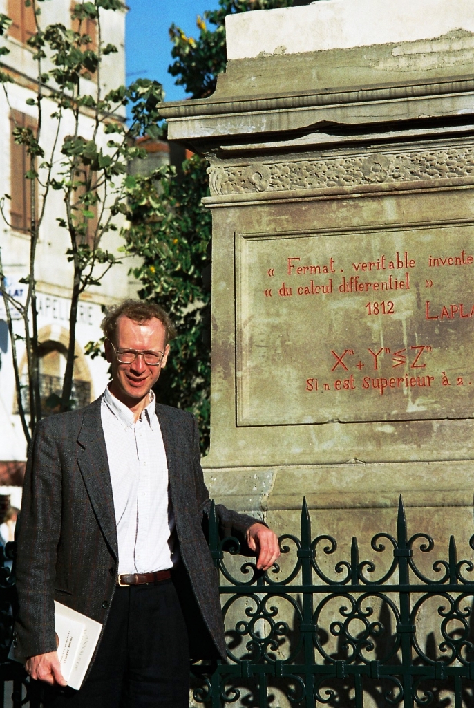 Andrews Wiles in Front of Statue of Fermat Whose Theorem He rRoved