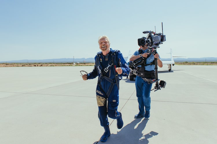 Richard Branson Celebrating First Successful Crewed Space Flight