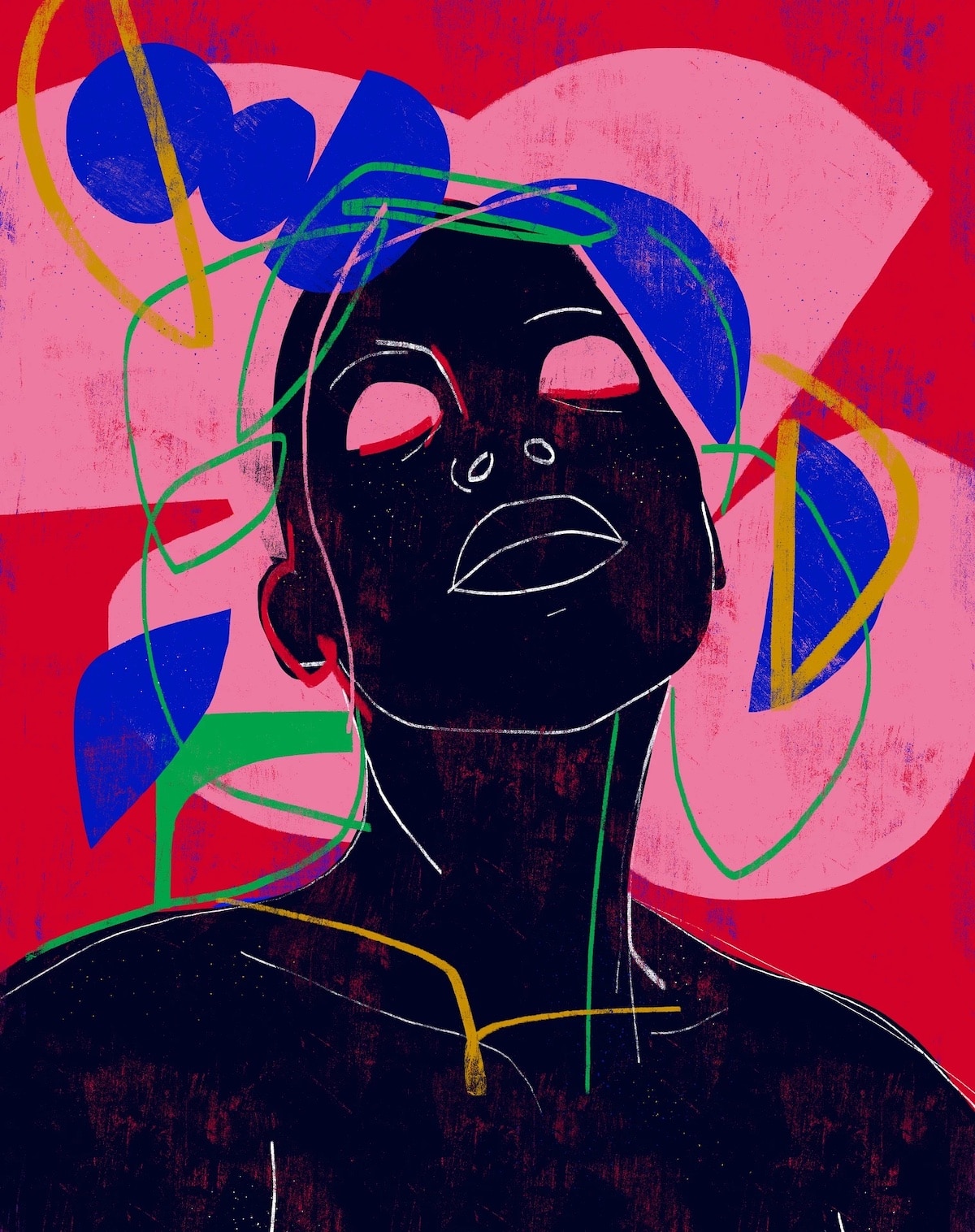 Colorful Abstract Woman Line Drawing Portraits by Luciano Cain