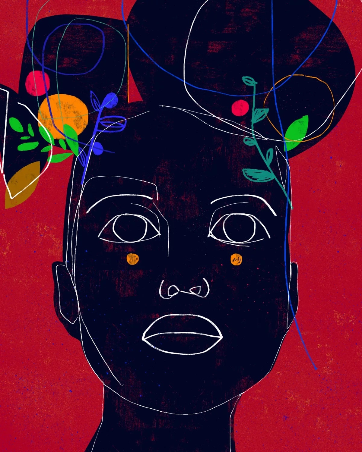 Colorful Abstract Woman Line Drawing Portraits by Luciano Cain