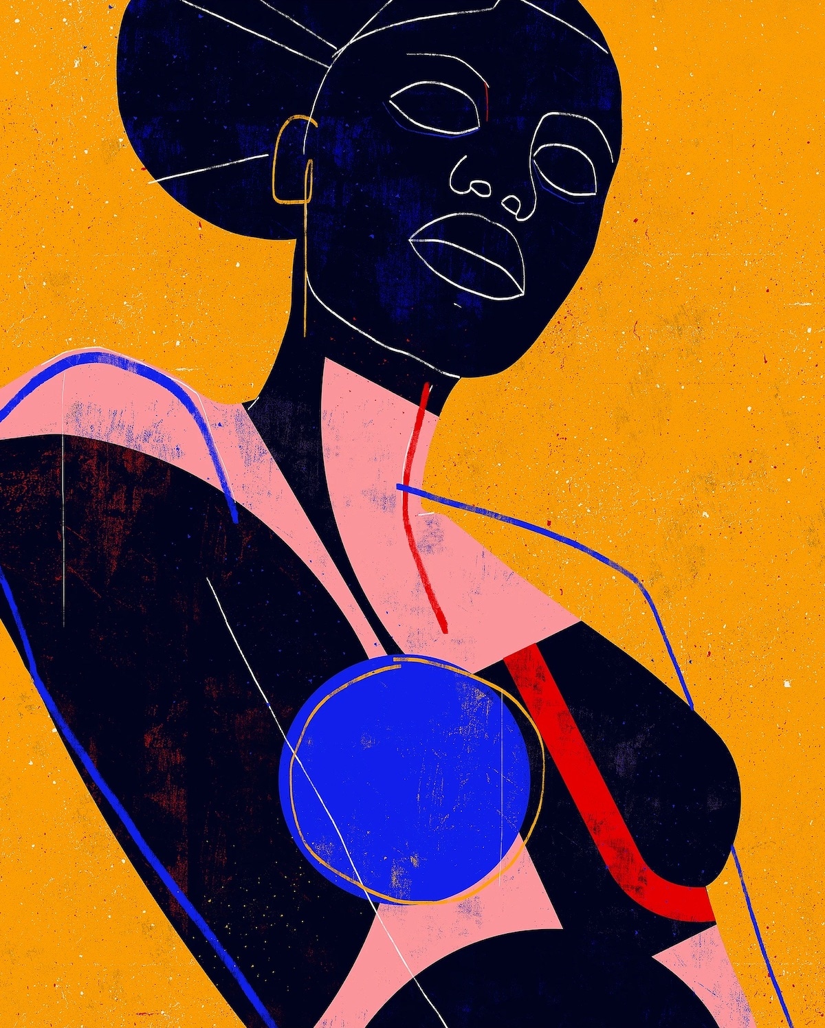 Colorful Abstract Woman Line Drawing Portraits by Luciano Cain