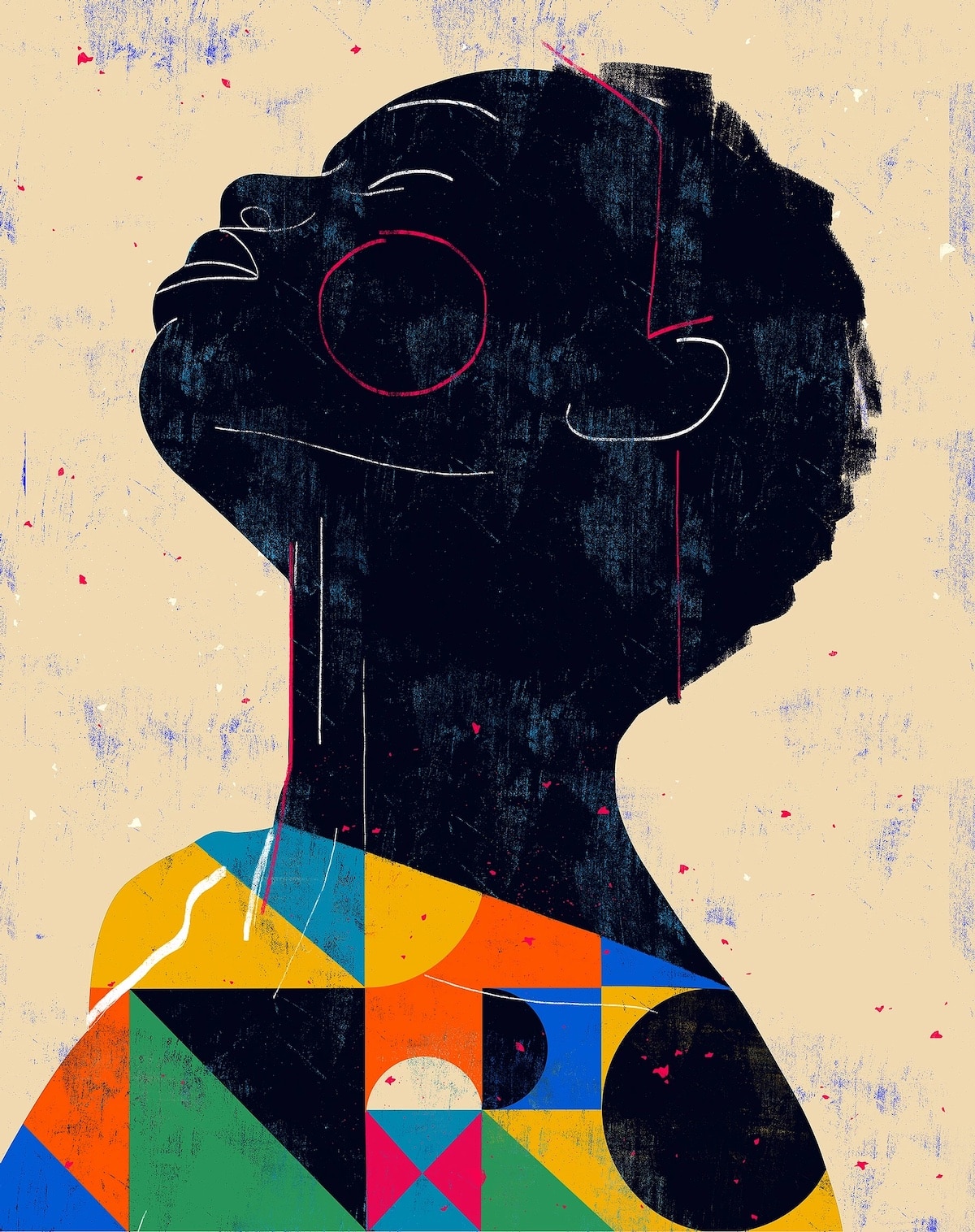 Colorful Abstract Woman Line Drawing Portraits by Luciano Cain