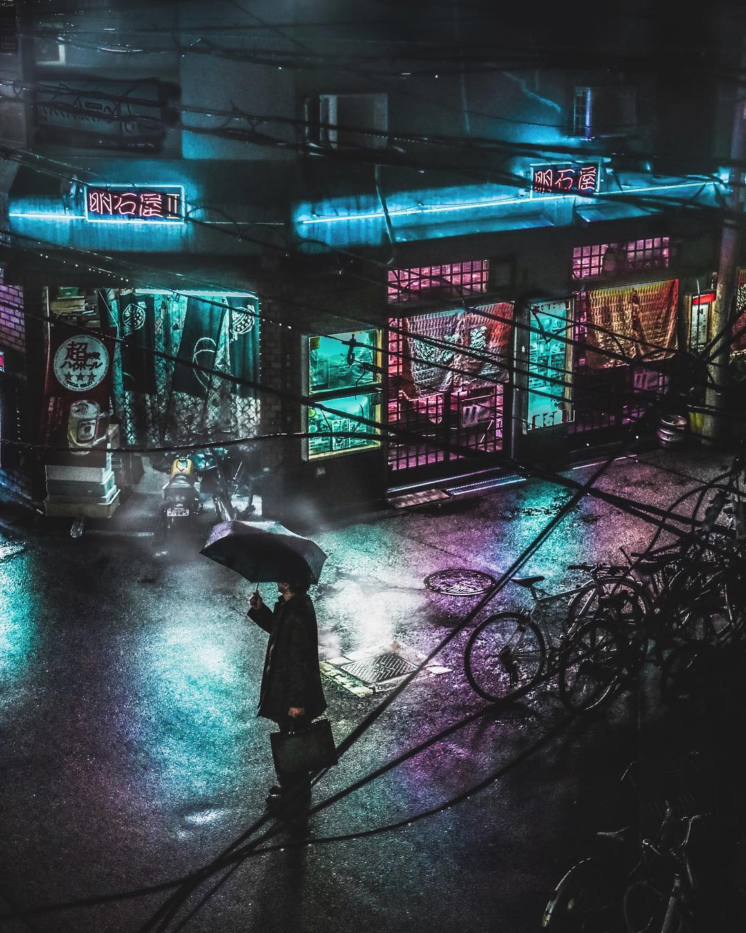 Omi Kim's Osaka, Japan Nightscapes with Neon Lights and Rain