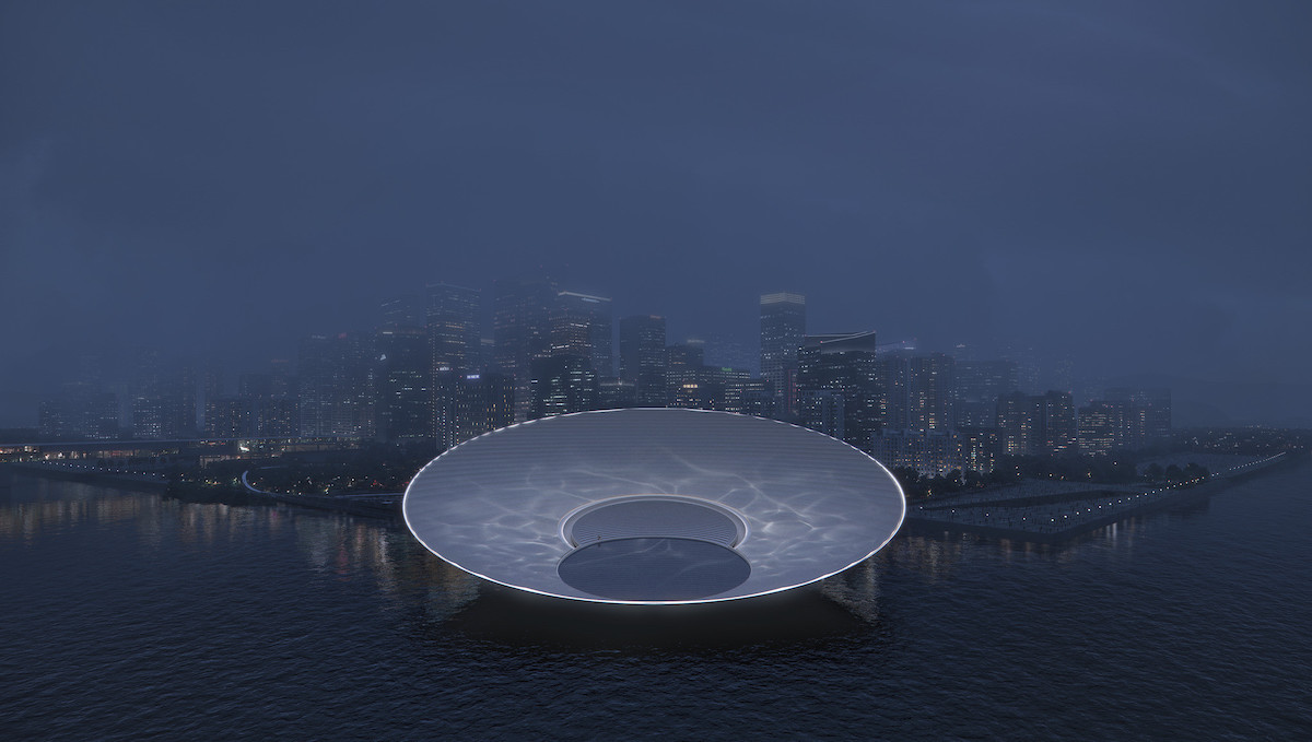 Rendering of Snøhetta's Lunar Landmark for Shenzhen's Qianhai Bay