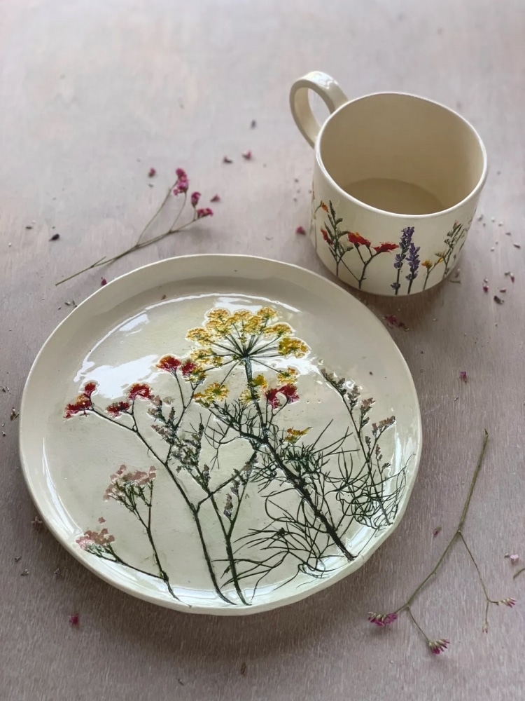 Botanical Pottery and Ceramic Dishes by Hessa Al Ajmani