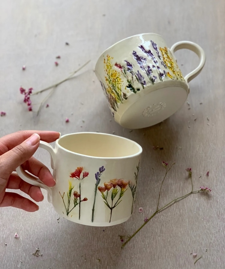 Botanical Pottery and Ceramic Dishes by Hessa Al Ajmani